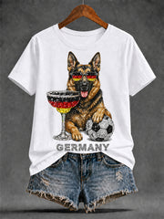 Damen-Artprint-T-Shirt mit kurzen Ärmeln, Deutschland-Design