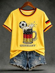 Damen-Artprint-T-Shirt mit kurzen Ärmeln, Deutschland-Design