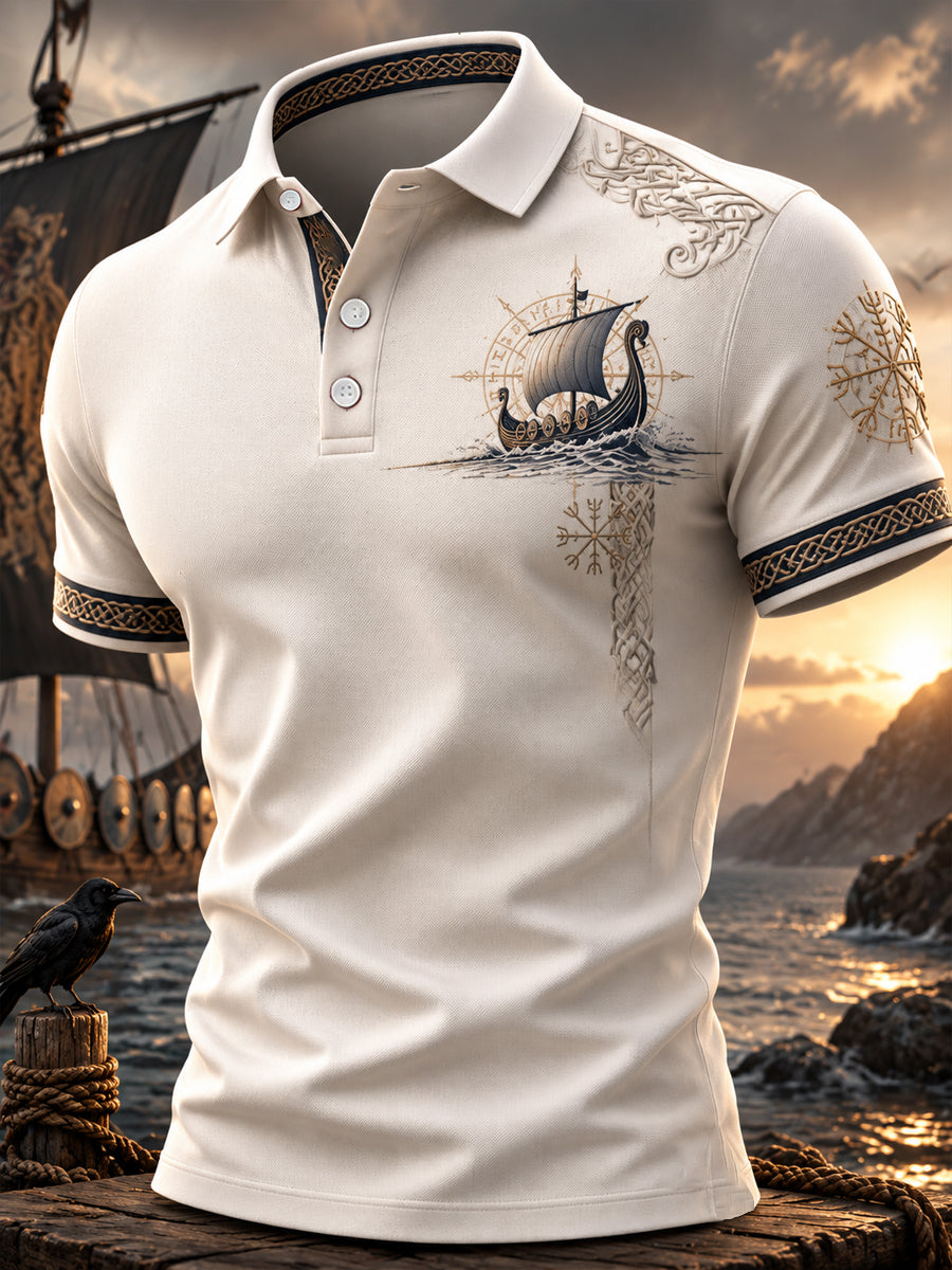 Herren Viking Print Casual Top