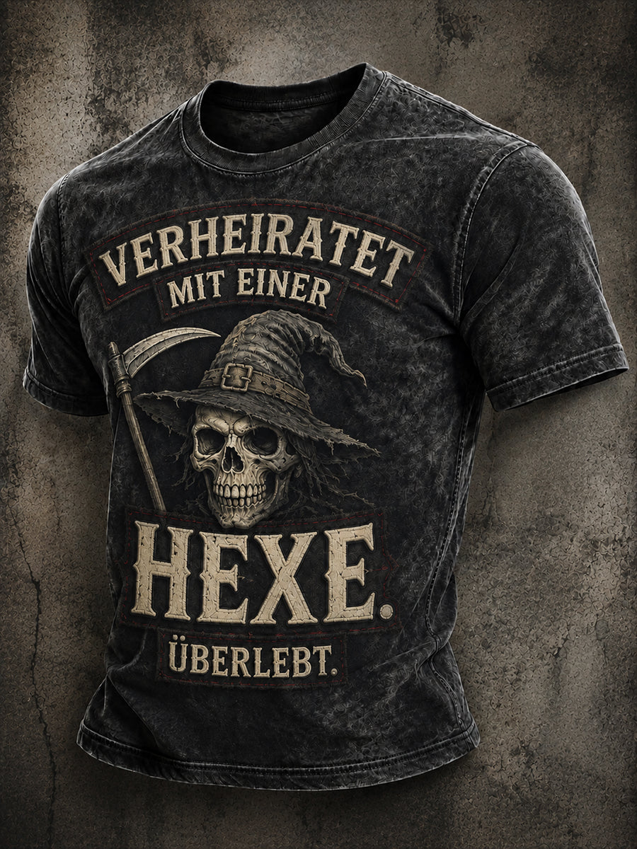Lustiges Herren-T-Shirt mit Halloween-Print und kurzen Ärmeln