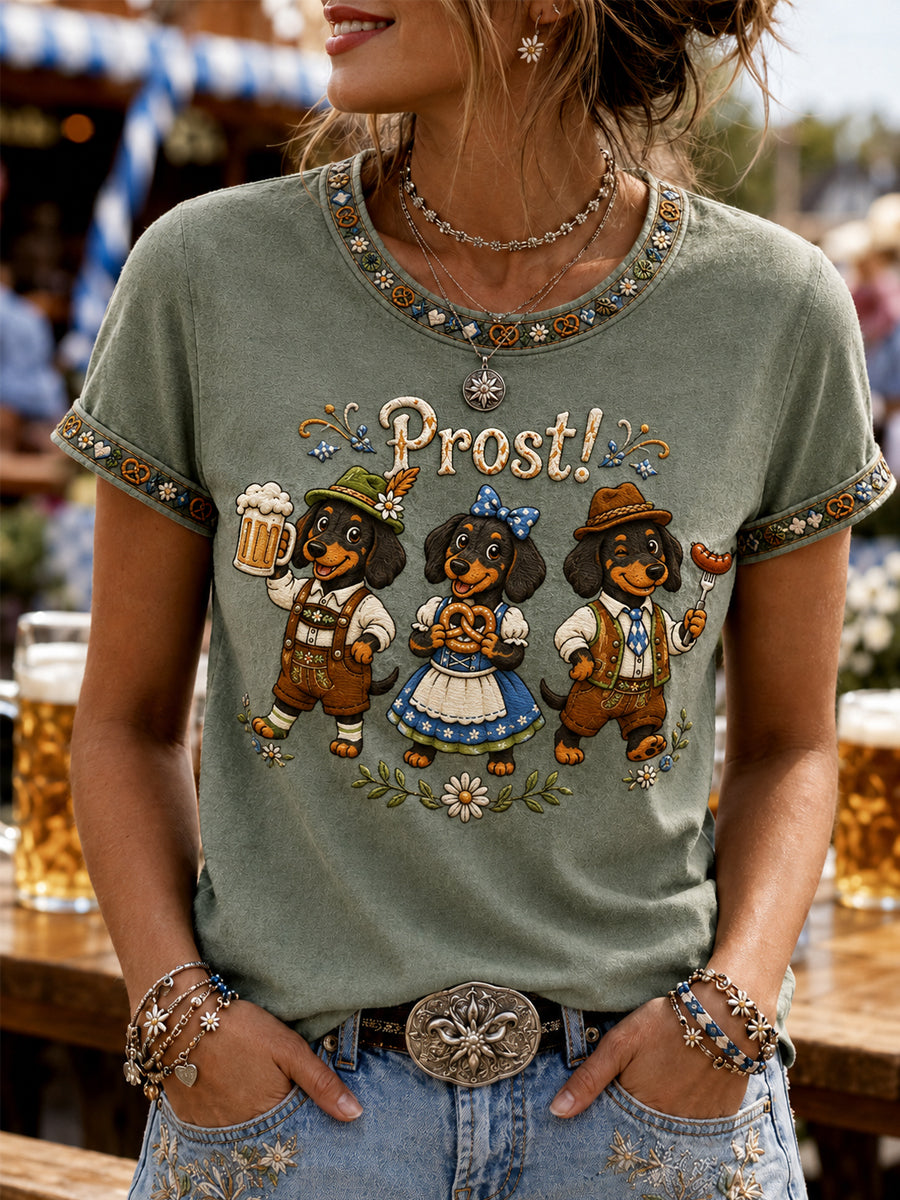 Oktoberfest der Frauen: Prost! Bedrucktes Freizeit-T-Shirt