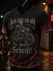 Herren-T-Shirt mit lustigem Aufdruck „Ich bin zu alt für diesen Scheiß“ und V-Ausschnitt