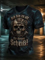 Herren-T-Shirt mit lustigem Aufdruck „Ich bin zu alt für diesen Scheiß“ und V-Ausschnitt