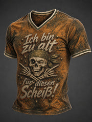 Herren-T-Shirt mit lustigem Aufdruck „Ich bin zu alt für diesen Scheiß“ und V-Ausschnitt
