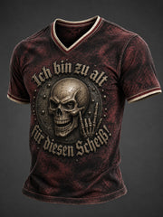 Herren-T-Shirt mit lustigem Aufdruck „Ich bin zu alt für diesen Scheiß“ und V-Ausschnitt
