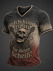 Herren-T-Shirt mit lustigem Aufdruck „Ich bin zu alt für diesen Scheiß“ und V-Ausschnitt