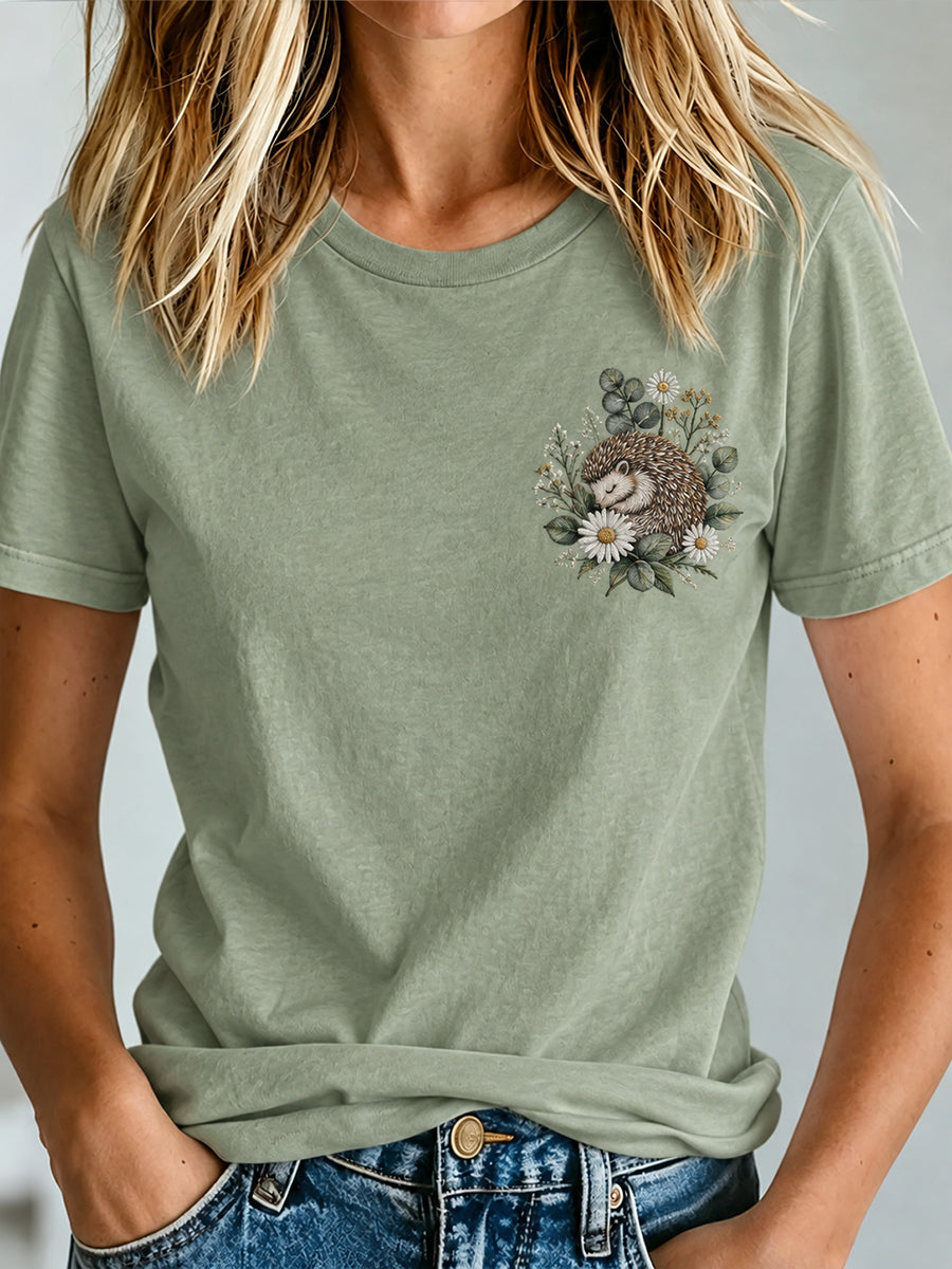 Damen-T-Shirt mit niedlichem Igel-Print
