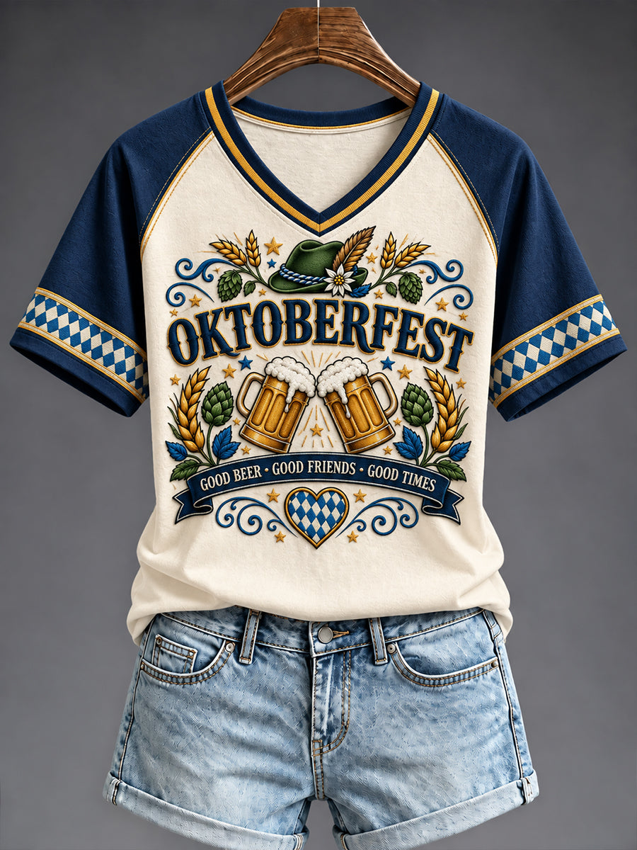 Women's Oktoberfest Style V-neck T-shirt