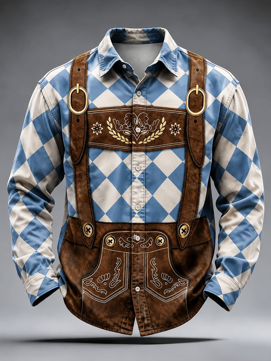 Men's Oktoberfest Style Casual Long Sleeve Shirt