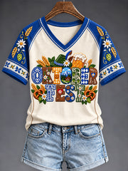 Women's Oktoberfest Style V-neck T-shirt