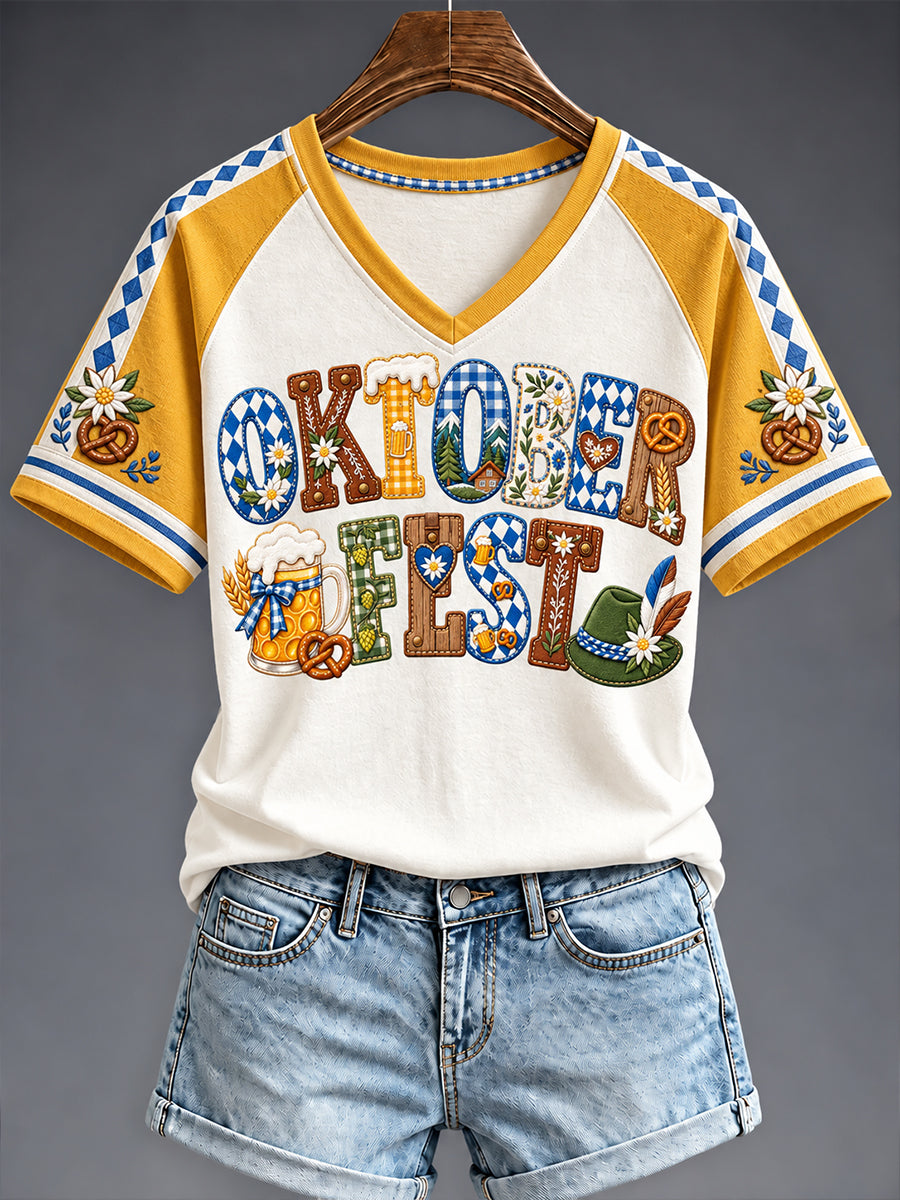 Women's Oktoberfest Style V-neck T-shirt