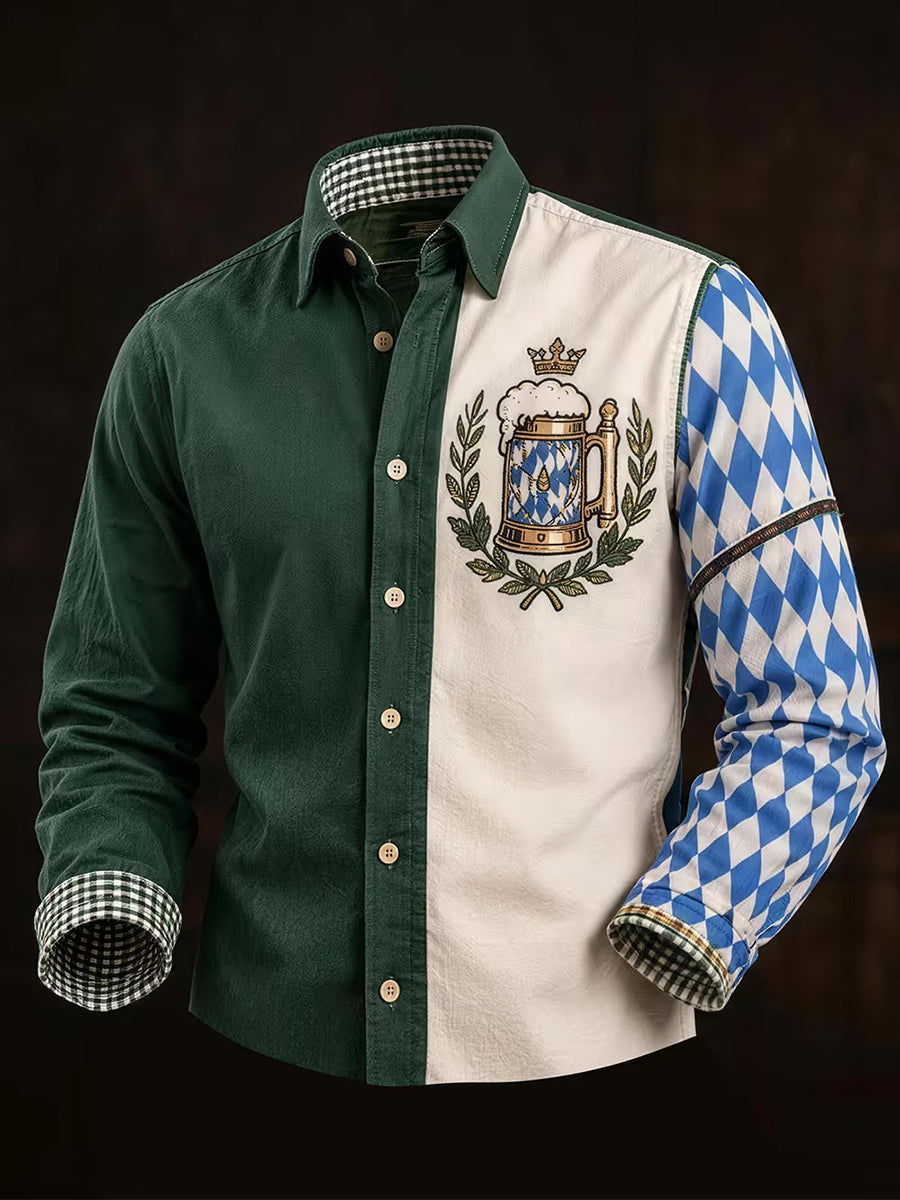 Men's Oktoberfest Style Casual Long Sleeve Shirt