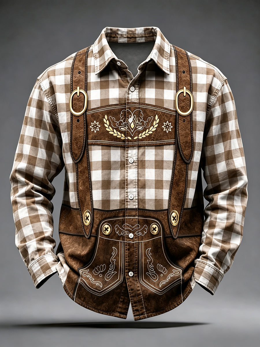 Men's Oktoberfest Style Casual Long Sleeve Shirt