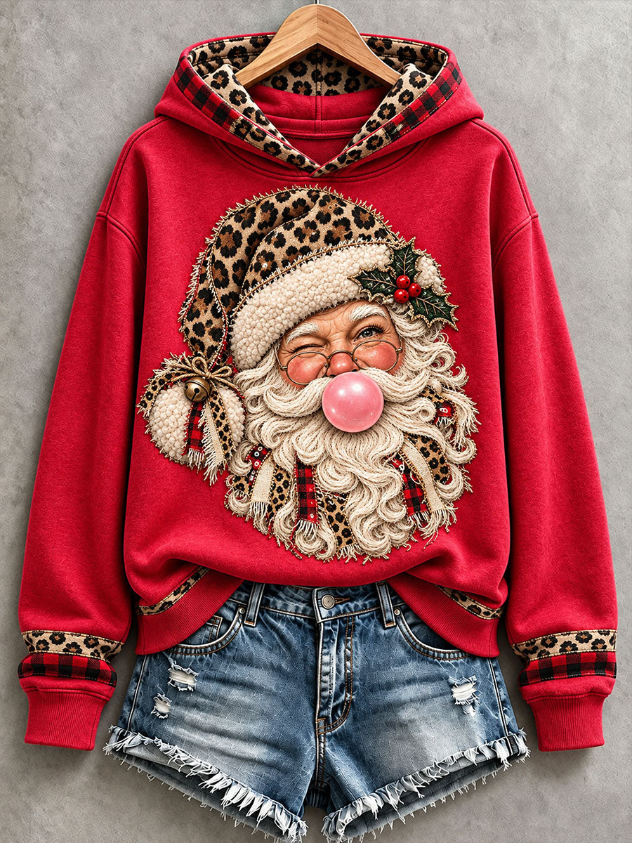 Women's Funny Santa Patchwork Art Hoodie
